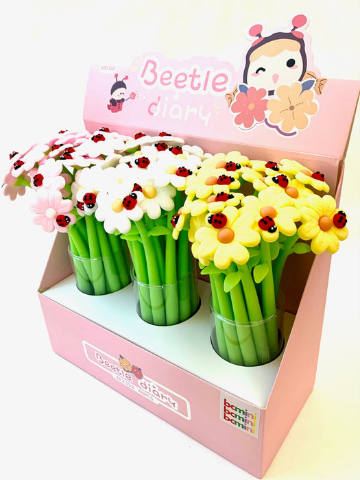 BC Mini Ladybug Daisy Flower Wiggle Gel Pen