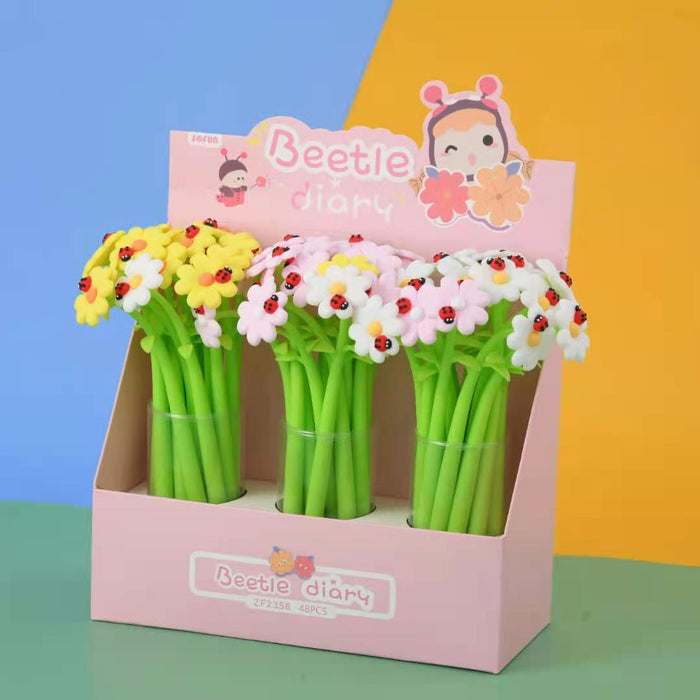BC Mini Ladybug Daisy Flower Wiggle Gel Pen