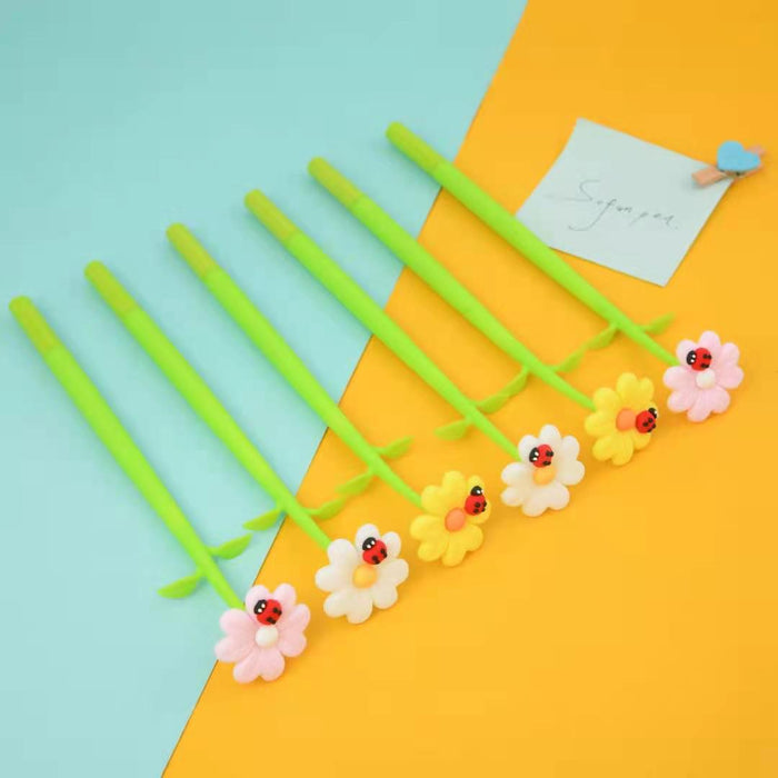 BC Mini Ladybug Daisy Flower Wiggle Gel Pen