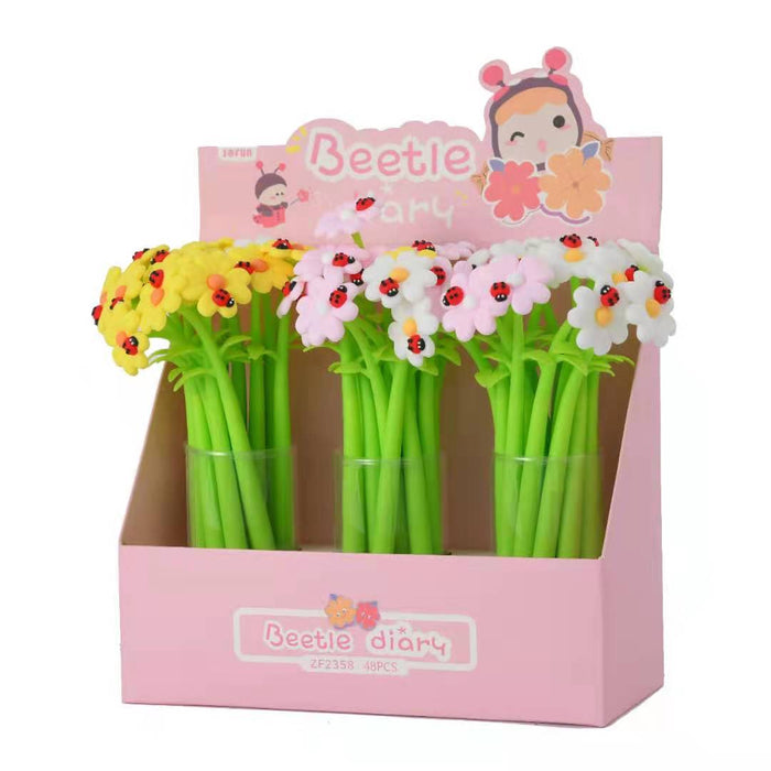 BC Mini Ladybug Daisy Flower Wiggle Gel Pen