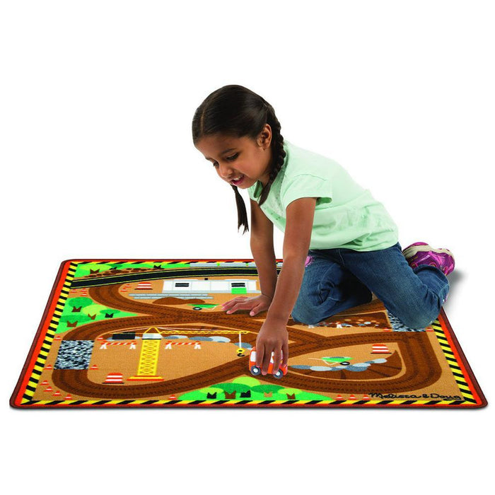 Melissa & Doug Round the Construction Zone Rug & Vehicle Set