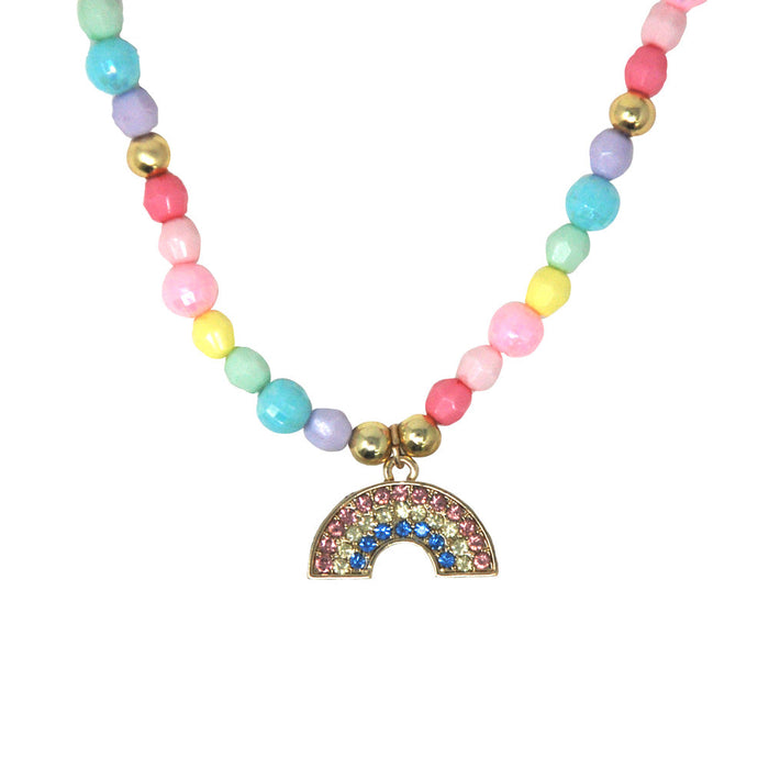 Pink Poppy Smile Be Happy Rainbow Necklace