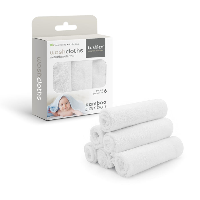 Kushies Bamboo Washcloths | White