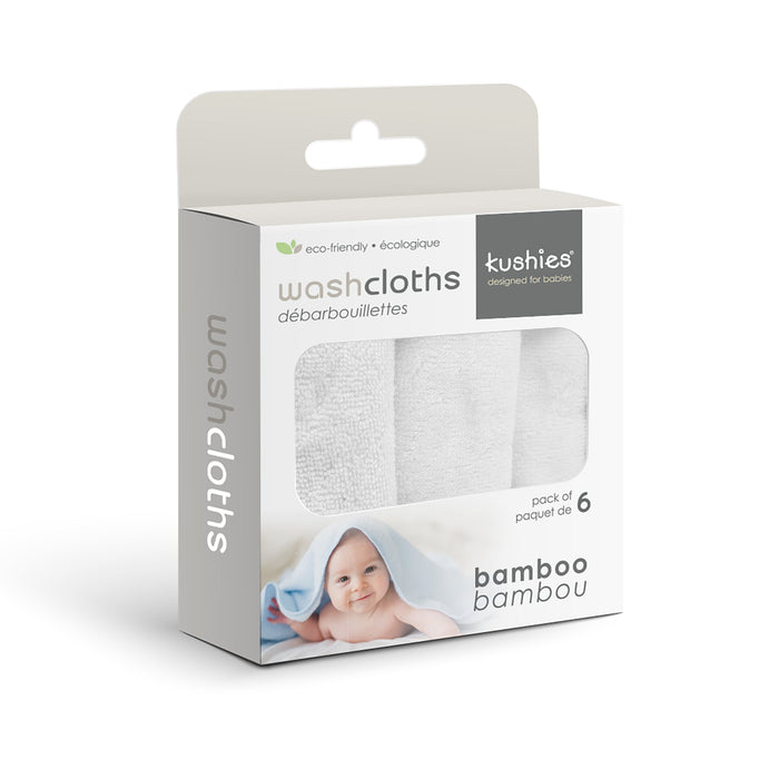 Kushies Bamboo Washcloths | White