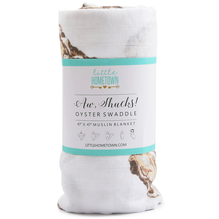 Little Hometown Aw, Shucks! Oyster Baby Muslin Swaddle Blanket