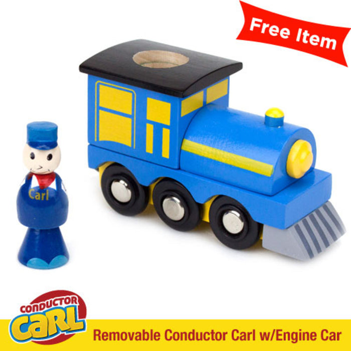 Brybelly Conductor Carl 100 Piece Wooden Train Set