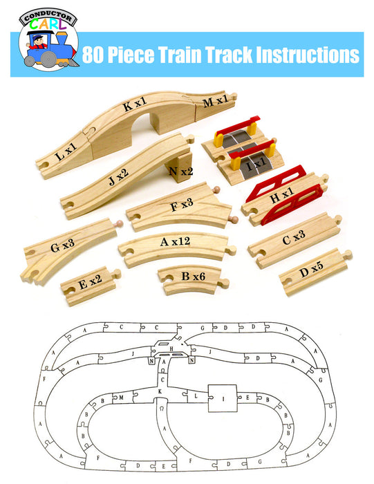 Brybelly Train Conductor Carl 80-Piece Wooden Train Set With Table