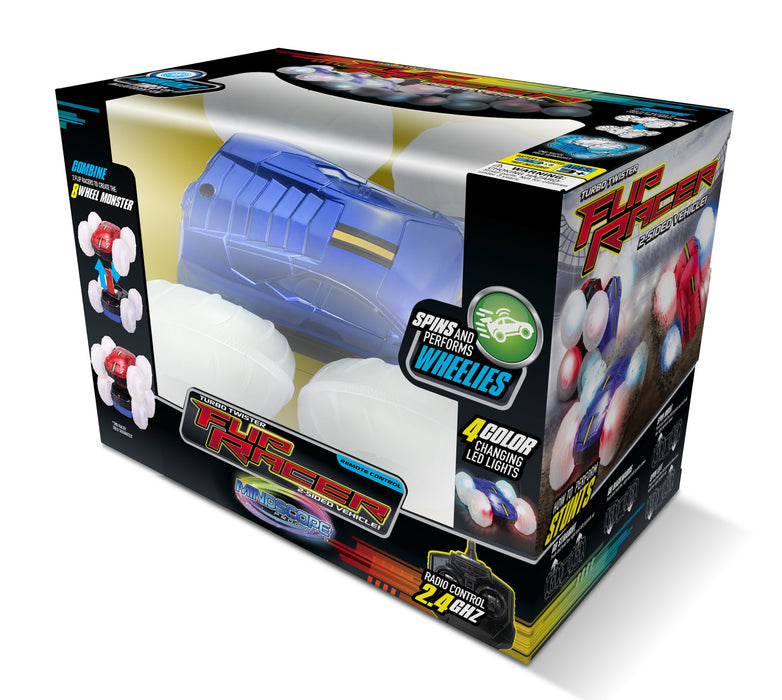 Mindscope Turbo Twister Flip Racer Bright LED Light Up Stunt RC Remote Control Blue Vehicle