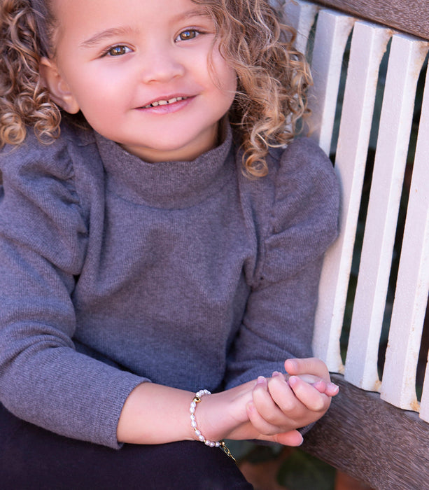 Cherished Moments Willow 14K Gold Plated Heart Bead and Pearl Bracelet