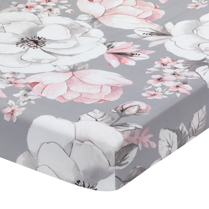 Lambs & Ivy Signature Botanical Baby Cotton Fitted Crib Sheet | Gray