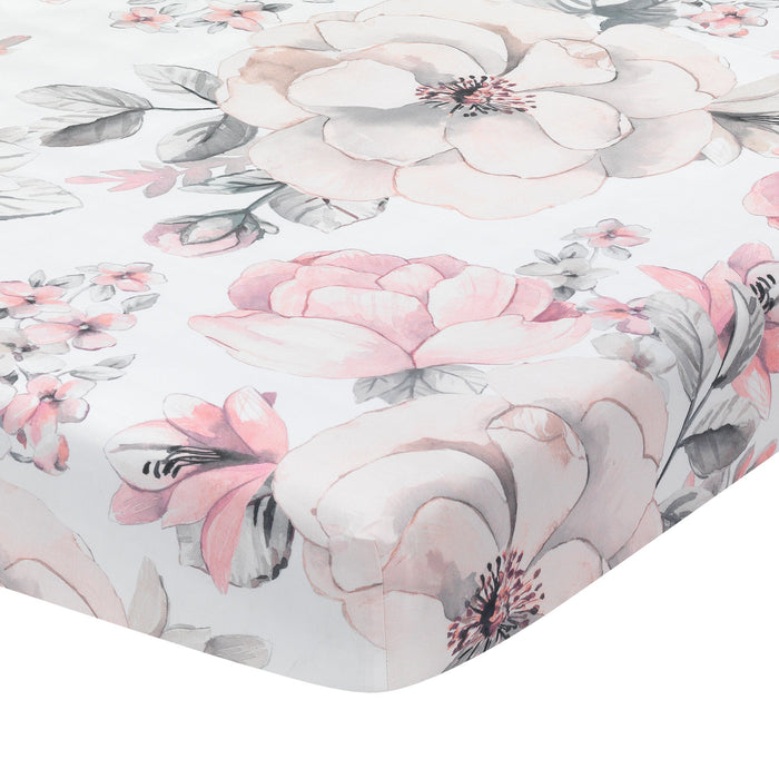 Lambs & Ivy Signature Botanical Baby Cotton Fitted Crib Sheet | Watercolor Floral