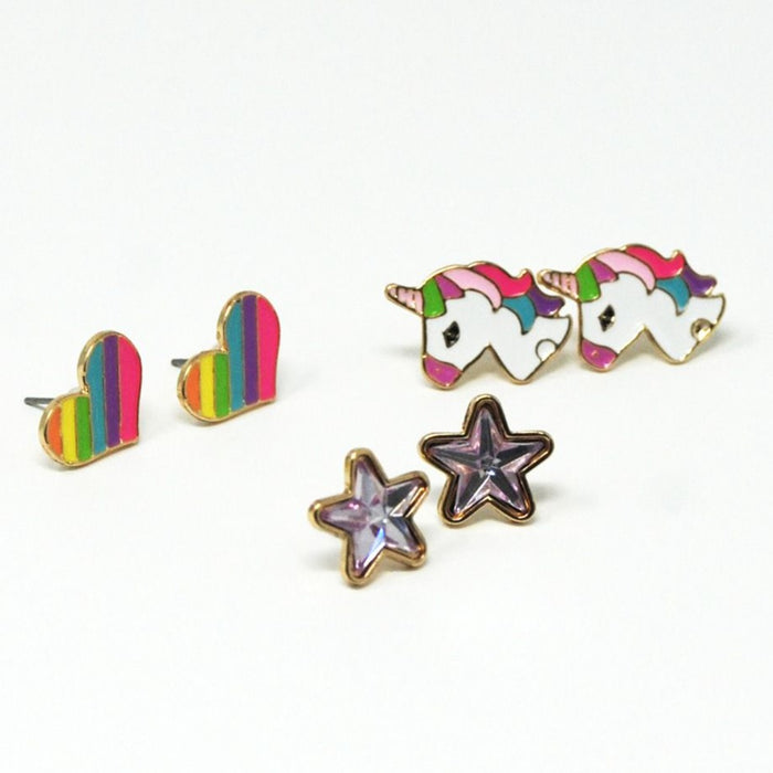 Pink Poppy Rainbows & Unicorns Earring Set of 3