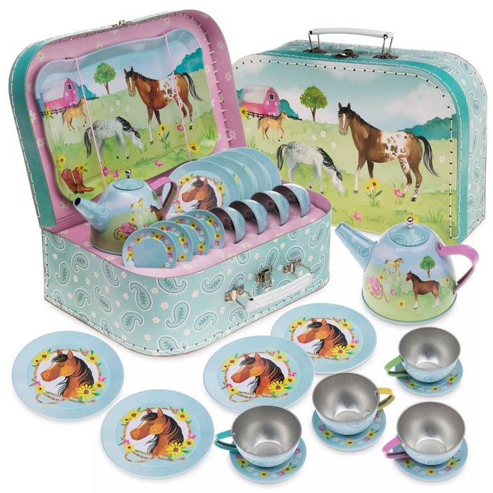 Jewelkeeper 15pc. Horse Tin Tea Set