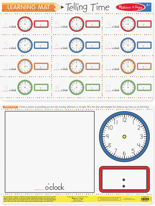 Melissa & Doug Learning Mat Telling Time