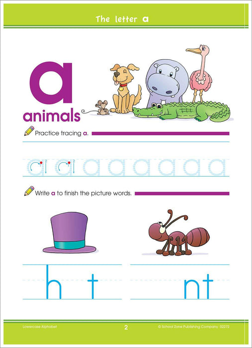 School Zone Lowercase Alphabet Workbook