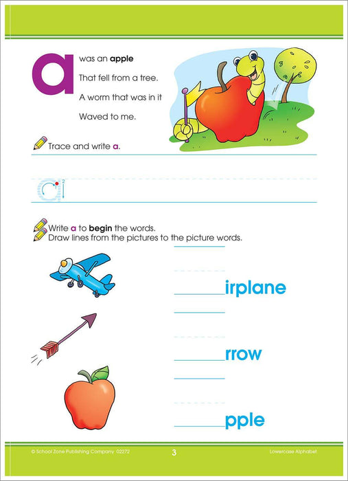 School Zone Lowercase Alphabet Workbook