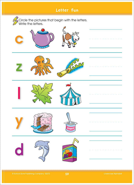 School Zone Lowercase Alphabet Workbook