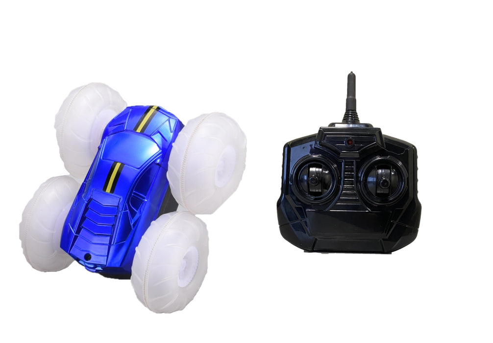 Mindscope Turbo Twister Flip Racer Bright LED Light Up Stunt RC Remote Control Blue Vehicle