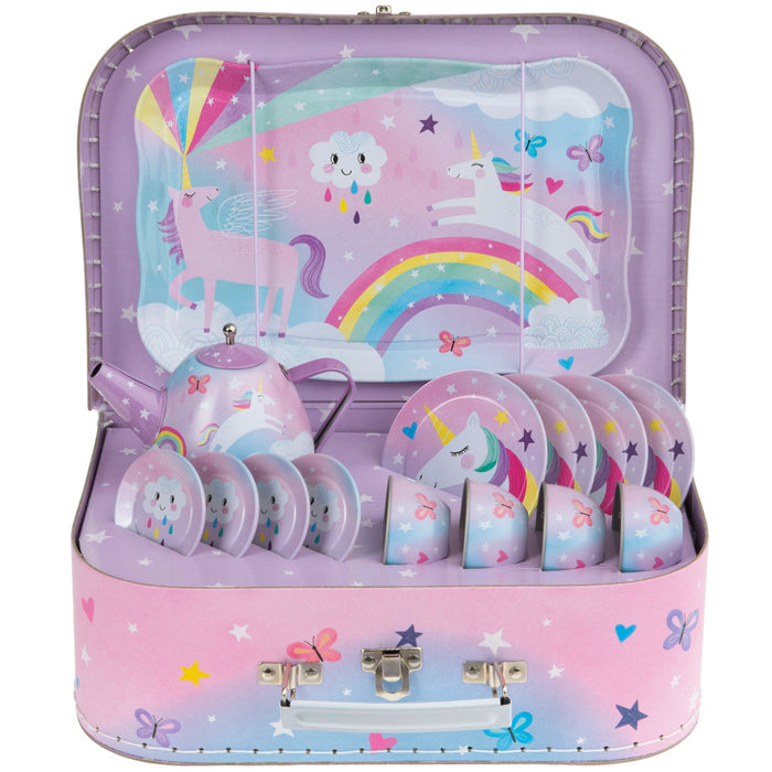 Jewelkeeper 15pc. Cotton Candy Unicorn Tin Tea Set