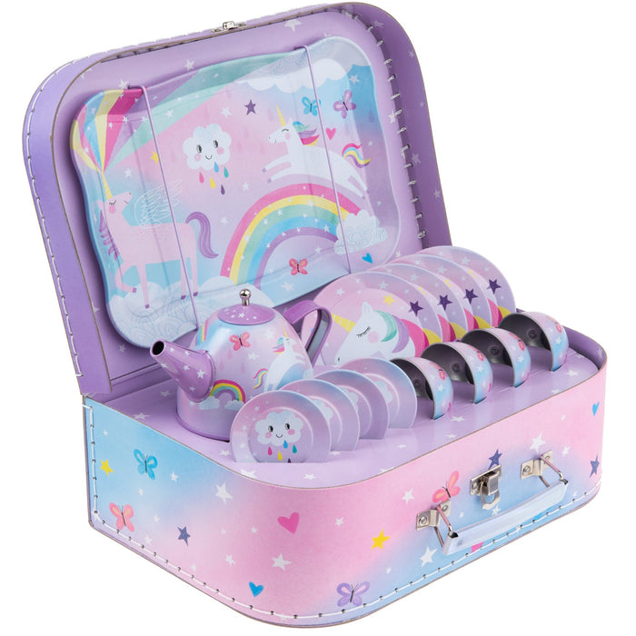 Jewelkeeper 15pc. Cotton Candy Unicorn Tin Tea Set