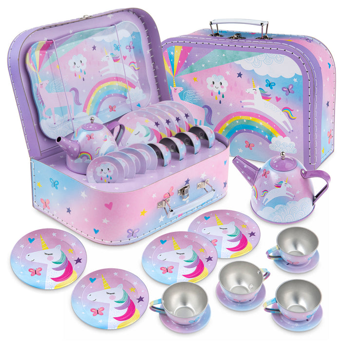 Jewelkeeper 15pc. Cotton Candy Unicorn Tin Tea Set